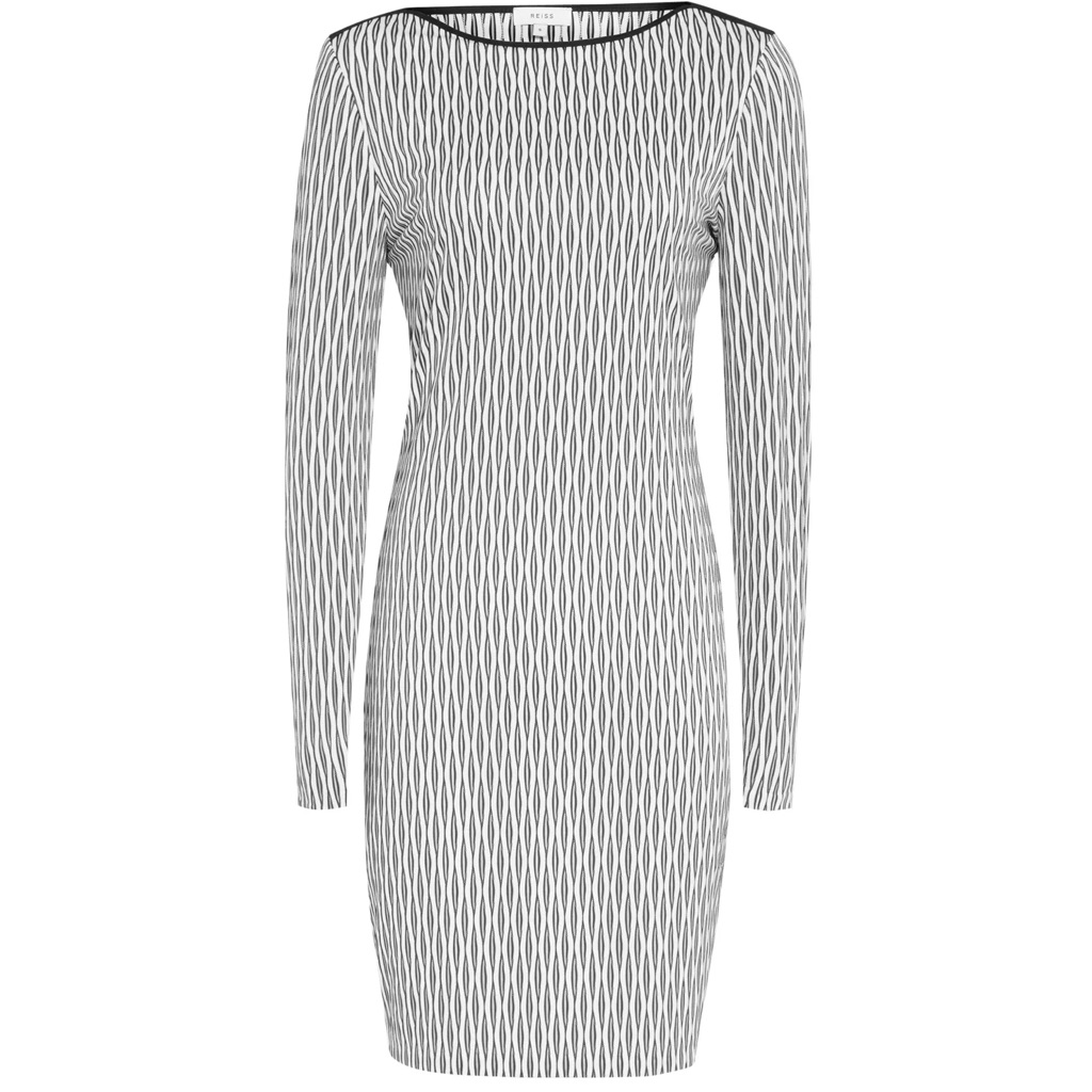 Reiss Auguste Black & White Long Sleeve Dress